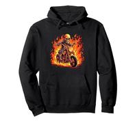 Skull Flames with Motorcycle for Boys and Girls Pullover Hoodie