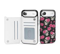 Skull Floral Ghosts Print Flip Case Compatible for IPhone17 Series | PU Leather,Card Holder Cover,Wallet Phone Case Compatible for iPhone 17/Air/Pro/Pro Max