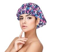 Skull flower blue pink Silk Bonnet for Sleeping Women Men - Adjust Satin Bonnet for Sleeping, Soft Comfrt Hair Bonnet for Sleeping
