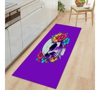Skull Flower Gothic Dark Romantic Runner Rug for Entryway 80 x 120 cm Long Carpet, Cartoon Design Rug Runners Bedroom Floor - Washable Non-shedding Carpets for Hallway Entryway Kitchen