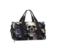 Skull Flower Gym Bag for Men Women, Skeleton Butterfly Weekend Travel Duffle Bag with Shoe Compartment,Water-Resistant Sport Overnight Tote Dance Yoga Carry On Holdall