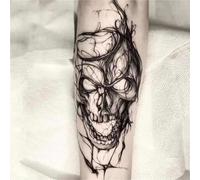 Skull Flower Half Arm Temporary Tattoo,Lasts To 15 Days New Technology Magic Waterproof Semi Permanent Sticker.Fake Tattoos(2pcs)