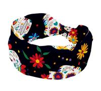 Skull Flower Multi Beautiful Headbands for Women Girls, Soft Wide Headband, Stretchy Knotted Headwraps, Fashion Sports Hairdband for Workout Yoga, Gym, Running