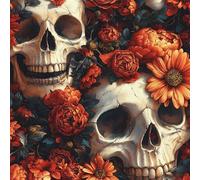 Skull Flower Peel and Stick Wallpaper 0.52×3 m Removable Self Adhesive Red Chrysanthemum Contact Paper Sticky Back Thicken Waterproof Matte Wall Paper for Living Room Bedroom Furniture Decorate