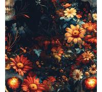 Skull Flower Self Adhesive Wallpaper Red Chrysanthemum Contact Paper Peel and Stick Wallpaper Thicken Waterproof Matte with Sticky Back Canvas Wall Cabinets Furniture Stickers Decorate 0.3×3 m