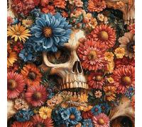 Skull Flower Wallpaper Self-Adhesive 0.3×5 m Red Chrysanthemum Pattern Matte Contact Paper Removable Thicken Waterproof Canvas Peel and Stick Wall Paper for Home Decoration Furniture Renovation