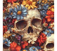 Skull Flower Wallpaper Self-Adhesive 0.4×20 m Red Chrysanthemum Pattern Matte Contact Paper Removable Thicken Waterproof Canvas Peel and Stick Wall Paper for Home Decoration Furniture Renovation