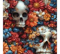 Skull Flower Wallpaper Self-Adhesive 0.4×3 m Red Chrysanthemum Pattern Matte Contact Paper Removable Thicken Waterproof Canvas Peel and Stick Wall Paper for Home Decoration Furniture Renovation