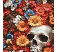 Skull Flower Wallpaper Self-Adhesive 0.45×3 m Red Chrysanthemum Pattern Matte Contact Paper Removable Thicken Waterproof Canvas Peel and Stick Wall Paper for Home Decoration Furniture Renovation