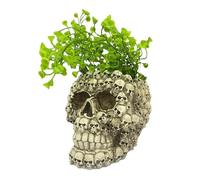 Skull Flowerpot, Cool Skull Planter, Skull Vase Halloween Skull Figurines Halloween Ornaments Statue Crafts Skull Planters for Indoor Plants Skeleton Statue Ornament(Color:White#)