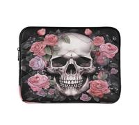 Skull Flowers Laptop Sleeve Bag for 15-16Inch, Waterproof Shockproof Laptop Quilting Case, Slim Lightweight Design for Work-L
