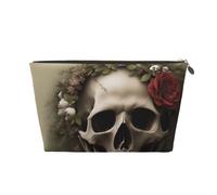 Skull Flowers Leather Travel Wash Bag, A Fashionable and Practical Makeup Organizer