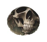 Skull Flowers -Print Extra Large Waterproof Shower Cap-Double Layer Protection For Long/Curly Hair