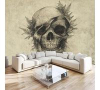 Skull Flowers Wall Mural 3D Effect Painted Vintage Non-Woven Self-Adhesive Wallpaper Living Room Bedroom Home Decor TV Background Large Art Wall Painting 366x254 cm