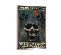 Skull Forest And Into The Forest I Go To Lose My Mind And Find My Soul Posters Aesthetic Wall Art Decorative Painting Poster Decor Vintage Canvas for Living Room Bed Room 08x12inch(20x30cm) Frame-styl