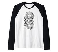 Skull Geometry Mandala Sacred Raglan Baseball Tee