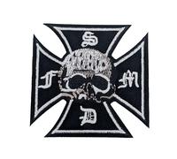Skull German Iron Cross Reaper Embroidered Patch Rock Metal Sew Iron On Badge Gothic Skull Gift Jacket Bag Punk Applique Maltese Goth Gothic Emo Bones Death Skeleton Head Biker