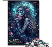 Skull Girl Under The Moon 1000 Piece Jigsaw Puzzle for Adults Teens, Stress Reliever Staycation Kill Time Parent-child Interaction (26x38cm)