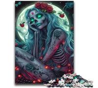 Skull Girl Under The Moon 1000 Piece Jigsaw Puzzles for Teenagers Gifts,Educational Games Wall Decoration Unique Birthday And Xmas Gifts (38X52cm)