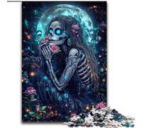 Skull Girl Under The Moon Adult Jigsaws 1000 Piece, Educational Games DIY Toys with Matching Poster And Trivia Sheet for Age 14+ 50x75cm