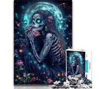 Skull Girl Under The Moon Jigsaws Puzzles 1000 Pieces for Adults Gifts,Challenging Family Activity Games DIY Toy for Home Wall Decor Gifts 50x75cm