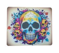 Skull Glass Pad Gaming Mouse Pad,E-Sports Player Mouse Pad,Ultra-Smooth Micro-Etched Special Glass Surface with Improved Precision and Speed,Anti-Slip Base,Waterproof Easy to Clean(13.8” × 11.8”)
