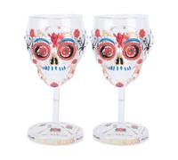 Skull Goblet Wine Glass, Clear Decorative Cups for Halloween Decoration Theme Table Setting and Display Use Sugar Skull Goblet Day Dead Wine Glass Gothic Decor Floral Skeleton Chalis Halloween Table