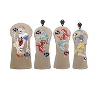 Skull Golf Club Headcover - Embroidery Needles Set, 4 Piece Elastic Knit Fabric Case, Foam Padded Inside, Cross-Stitched Bones Graphic Durable Sbiadimen