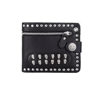 Skull Gothic Chain Wallet Leather - Punk Bifold Halloween Goth Accessories | Unisex, Black, Black, Reaper's Clutch