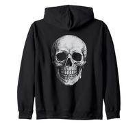 Skull Gothic Punk Rock Fall Distressed Retro Halloween Zip Hoodie