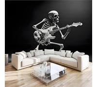 Skull Guitar Wall Mural 3D Effect Music Retro Non-Woven Self-Adhesive Wallpaper Living Room Bedroom Home Decor TV Background Large Art Wall Painting 430x300 cm