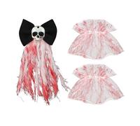 Skull Hair Clip, Skeleton Hair Clips with Bowknot, Horror Bloody Hairpin and Bracelet, Day of The Dead Costume Accessories for Themed Event Role Play Masquerade Stage Performance