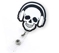 Skull Halloween Badge Reel Retractable, Funny Fall Badge Reel for Nurse Nursing Student RN MA CNA LPN Medical Worker & Teacher, Radiology X-Ray Tech Badge Clip, Horror Badge Holder with Alligator Clip