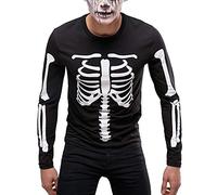 Skull Halloween T Shirt Skeleton ARMS and Body Long Sleeve T Shirt Halloween Costume (Mens Fit Small, Black)
