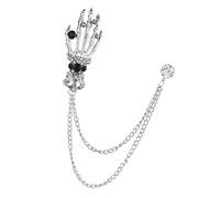 Skull Hand Bone Surf Brooch Pin for Men Suit 2 Layer Chains Crystal | Alloy rhinestone 5.1x2.1cm 2 layer chains crystal embellishments for weddings night out office 1 piece