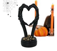Skull Hand Heart Sculpture,Bone Hand Gesture Desk Statues - Versatile Abstract Skeleton Sculpture Home Offices Decor for Wedding Living Room Kitchen Bedroom Counter