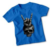 Skull Hand Rock Music Boys T-Shirt Kids Cool Graphic Rock N Roll Tee