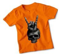 Skull Hand Rock Music Boys T-Shirt Kids Cool Graphic Rock N Roll Tee