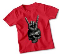 Skull Hand Rock Music Boys T-Shirt Kids Cool Graphic Rock N Roll Tee