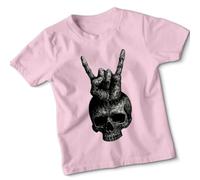 Skull Hand Rock Music Boys T-Shirt Kids Cool Graphic Rock N Roll Tee