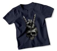 Skull Hand Rock Music Boys T-Shirt Kids Cool Graphic Rock N Roll Tee