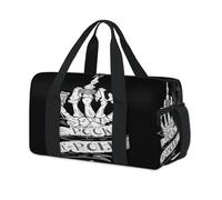 Skull Hand Rock N Roll Sports Duffel Bag Skeleton Skull Weekend Overnight Bag Tote Holdall Casual Travel Gym Duffel Bags for Kids Girls Boys Women Men
