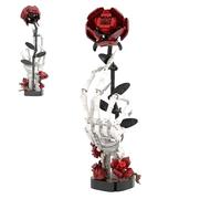 Skull Hand Rose Building Blocks Set, 357 PCS Skeleton Hand Flower Building Kit, Creative MOC Gothic Horror Skull Bricks Model Toy, Gifts for Adult and Teens