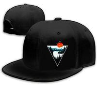 Skull Hat Flat Bill Hats for Men Boys Skeleton Cap USA American Flag Black Mens Snapback Hats Flat Brim Snap Backpack, Mountain Sun, 1