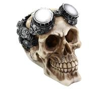 Skull Head, Aquarium Decor Resin Skull Artificial Head Skeleton Ornaments, Steampunk Robotic Statue, Skeleton Fish Cave Hideout Reptile Houses Halloween with Gearwork Mechanism