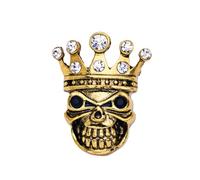 Skull Head Crown Brooch for Women Men Punk Statement Design Rhinestone Crystal Lapel Pins Personalized Boutonniere Gothic Vintage Clothing Hat Bag Accessories Halloween Party Costume Jewelry, 1, Metal