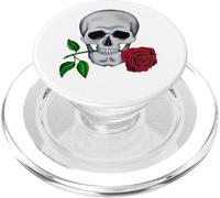 Skull Head Design with Red Rose Flower in Mouth Gothic Art PopSockets PopGrip for MagSafe