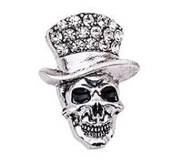 Skull Head Lapel Pins Crystal Brooches Corsage Women Men Collar Pin Jewelry