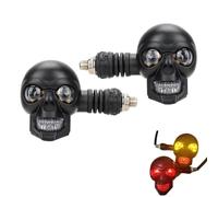 Skull Head Motorcycles LED Turn Signal,10mm Screw Universal Fit Turn Signals with Red/Blue/White Lights, Blinkers Indicator Light, for Motorcycle Lover (C)