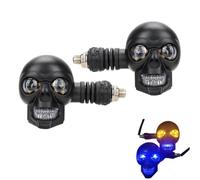 Skull Head Motorcycles LED Turn Signal,10mm Screw Universal Fit Turn Signals with Red/Blue/White Lights, Blinkers Indicator Light, for Motorcycle Lover (A)